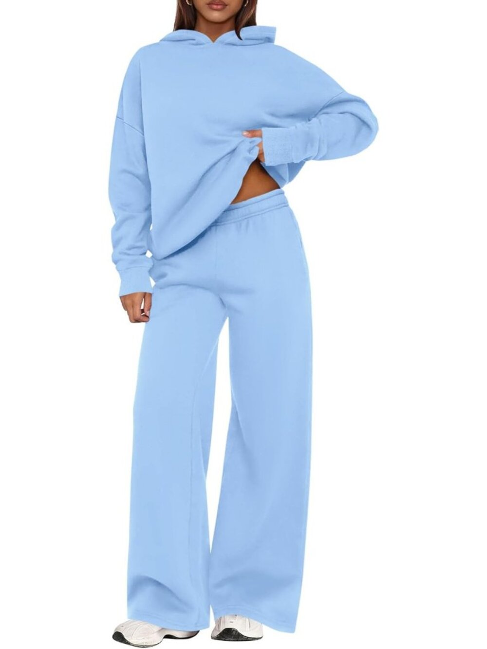 Women's Sweatsuits 2 Piece Sets Light Blue Casual Long Sleeve Sweatpants Fall